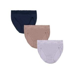 Vanity Fair Radiant Collection Light & Luxe 3-Pack Hi-Cut Lace Panties S/5 Navy